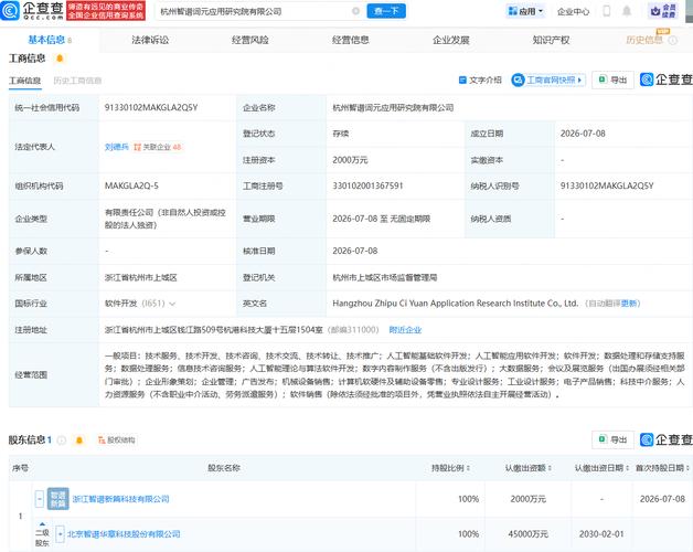 智谱在杭州成立词元应用研究院公司